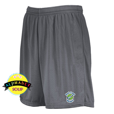 Mesh shorts with small logo on lower leg