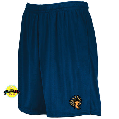 Augusta youth and adult mesh shorts with the Wentzville Middle School logo