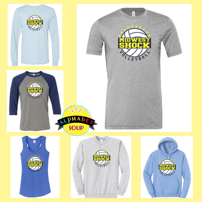 Midwest Shock Star design on tees, tank, and sweatshirts