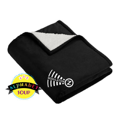 Modulation Z logo on black mountain lodge blanket