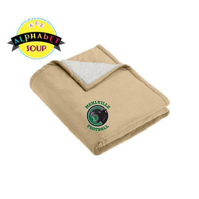 mehlville football logo on mountain lodge blanket in beige