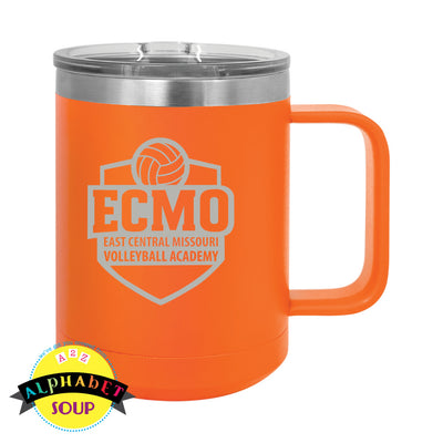 Orange mug with 'ECMO East Central Missouri Volleyball Academy' logo 