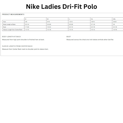 Nike Ladies Dri-Fit Polo Size Chart