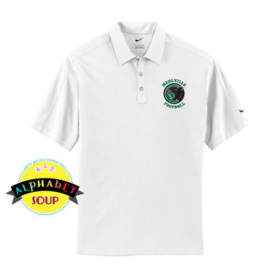 Mehlville football logo on nike dri fit polo in white