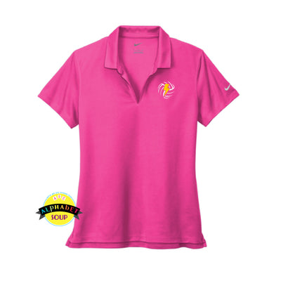 Midwest Shock lightning volleyball design on pink ladies nike polo