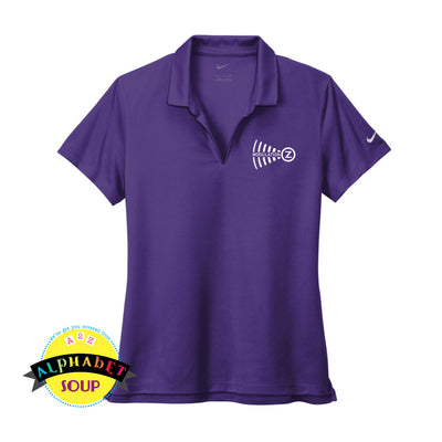 Modulation Z logo on purple womens nike performance polo