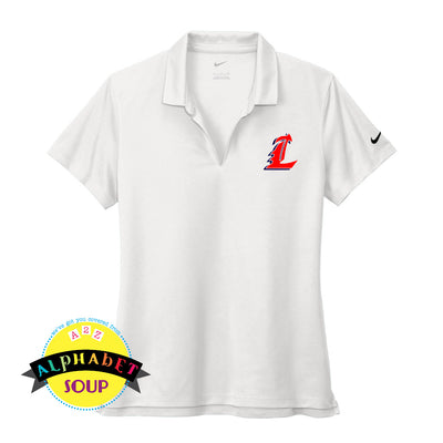 Liberty High School L logo on white nike ladies polo