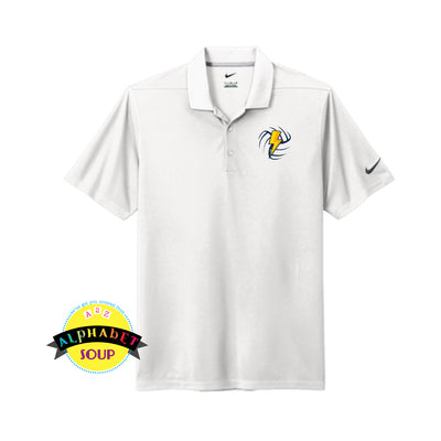 Midwest Shock lightning volleyball design on white nike dri-fit polo