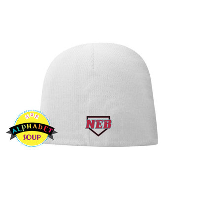 port and co no cuff beanie with NEB logo embroidered 