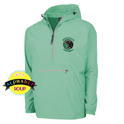 Mehlville football logo on pack n go pullover mint