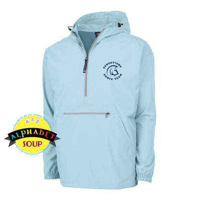 FHC Sensations logo on pack n go pullover aqua