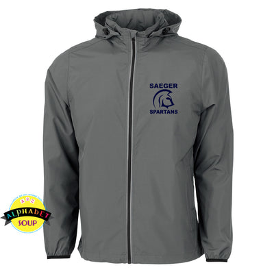CRA full zip reflective pack n go jacket embroidered with the Saeger Middle School logo 