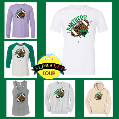 Mehlville Football Panthers Leopard Football design  on tees and sweatshirts collage