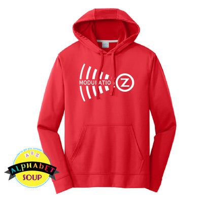 Modulation Z logo on red performance hoodie