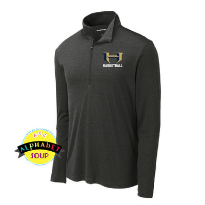 sport tek performance quarter zip with holt basketball logo on the left chest