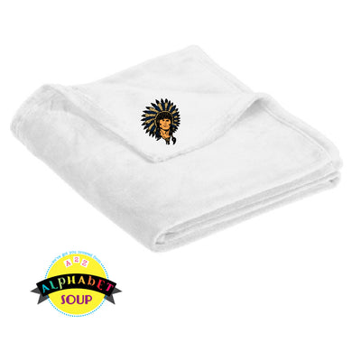 Ultra plush blanket embroidered with the Wentzville Middle School logo