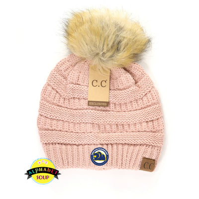 Heritage Elementary CC Pom Beanie with Logo in Indie Pink