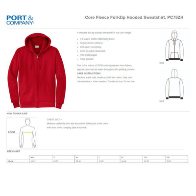 Port & Co Zip full zip Hoodie Specs