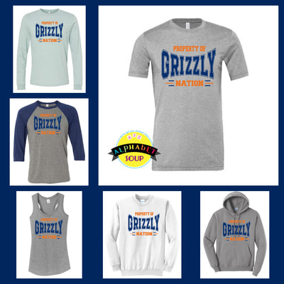 North Point Property of Grizzly Nation design on the tee and sweatshirt collage