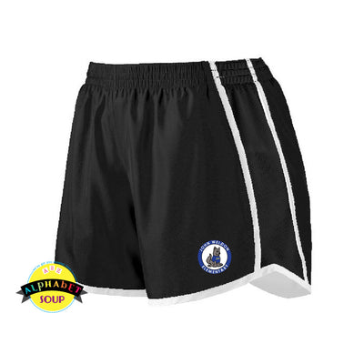 Ladies and girls pulse running shorts with the John Weldon Elementary Logo.