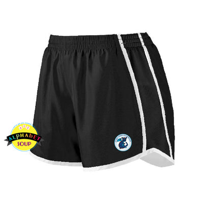 Ladies and girls pulse running shorts with the Stone Creek Elementary Logo