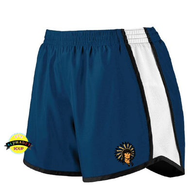 Augusta Ladies and Girls pulse running shorts with the Wentzville Middle Logo