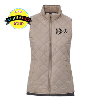 Modulation Z logo on tan quilted puffer vest