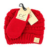 red baby mitten and beanie set