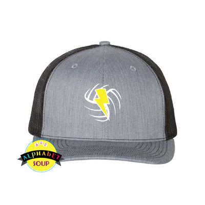 Midwest Shock logo on grey and black richardson trucker hat