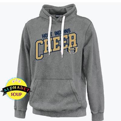 Pennant sand washed hoodie with the Holt Indians Cheer diagonal design