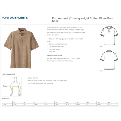 Port Authority Polo Size Chart