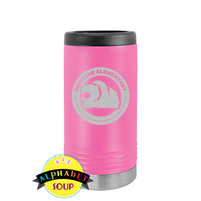 heritage elementary logo on skinny koozie