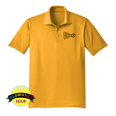 Modulation Z logo on gold sport tek performance polo