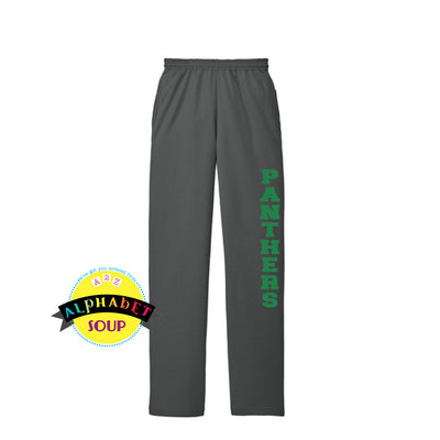 Port and Co open bottom sweatpants with Panthers down the leg