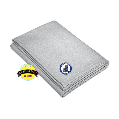 Sweatshirt blanket embroidered with the John Weldon Elementary Logo