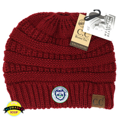 CC Beanie Tail embroidered with the Lakeview Elementary Logo