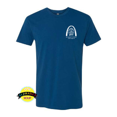 St Louis Police Officers Association logo in vinyl on the left chest of the Next Level tee