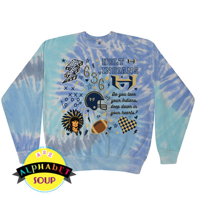Tie Dye crewneck with your choice of Holt Football design