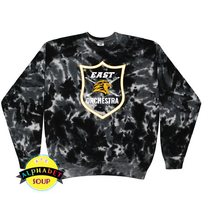 Tie Dye Crewneck sweatshirt printed with the FZE Orchestra Logo