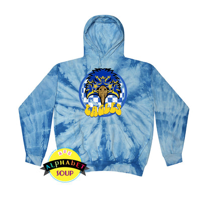 Colortone tie dye hoodie with starry eyes design