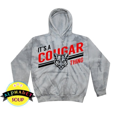 Colortone tie dye hoodie with It's A Cougar Thing Design