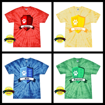 Colortone Tie Dye House Tee with the House Logo on each specific color.