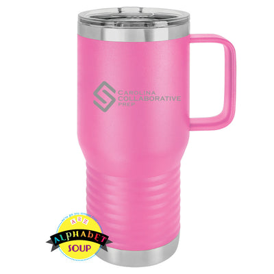 JDS travel mug with CCP etched logo