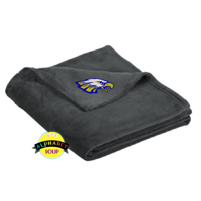 Ultra plush blanket embroidered with the Progress South Elementary logo