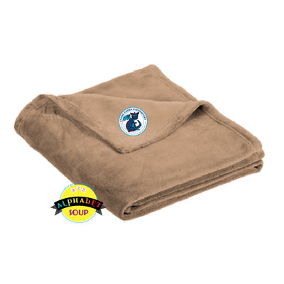 Ultra Plush  blanket embroidered with the Stone Creek Elementary logo