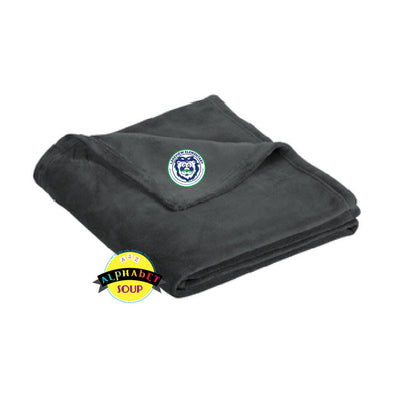 Ultra plush blanket embroidered with the Lakeview Elementary Logo