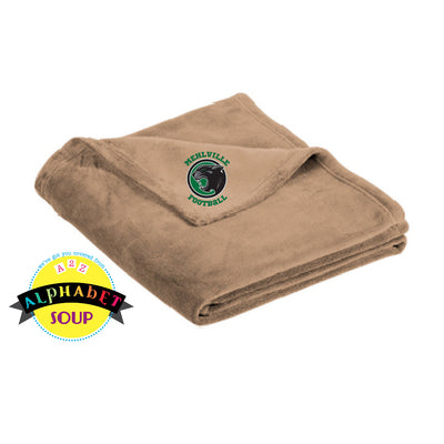 mehlville football logo on ultra plush blanket in sand