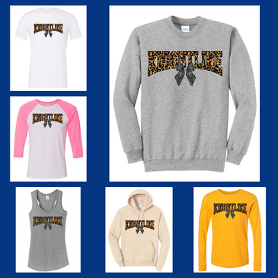 FHN Knightline Leopard Print With black Bow Design on sweatshirts and tees collage