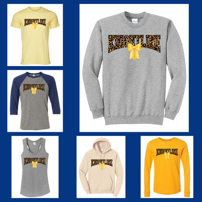 FHN Knightline Leopard Print With Gold Bow Design on sweatshirts and tees collage