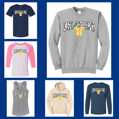 FHN Knightline Toile With gold Bow Design on sweatshirts and tees collage